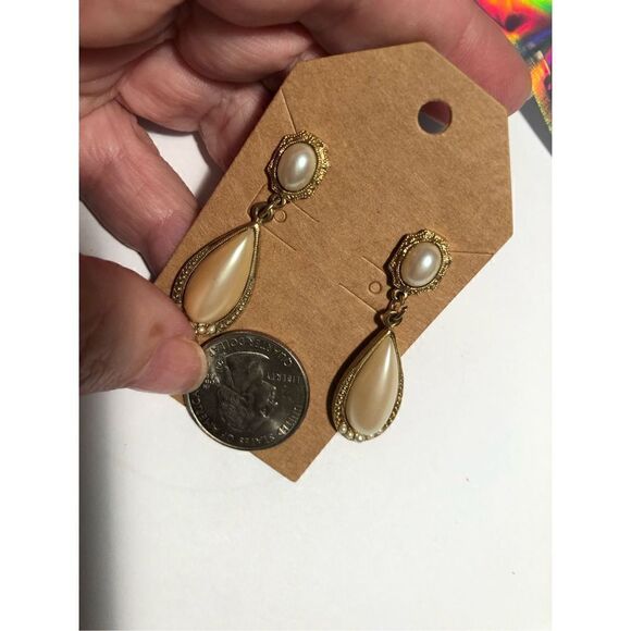 Vintage 1928 Faux Pearl Drop Earrings - Picture 5 of 5